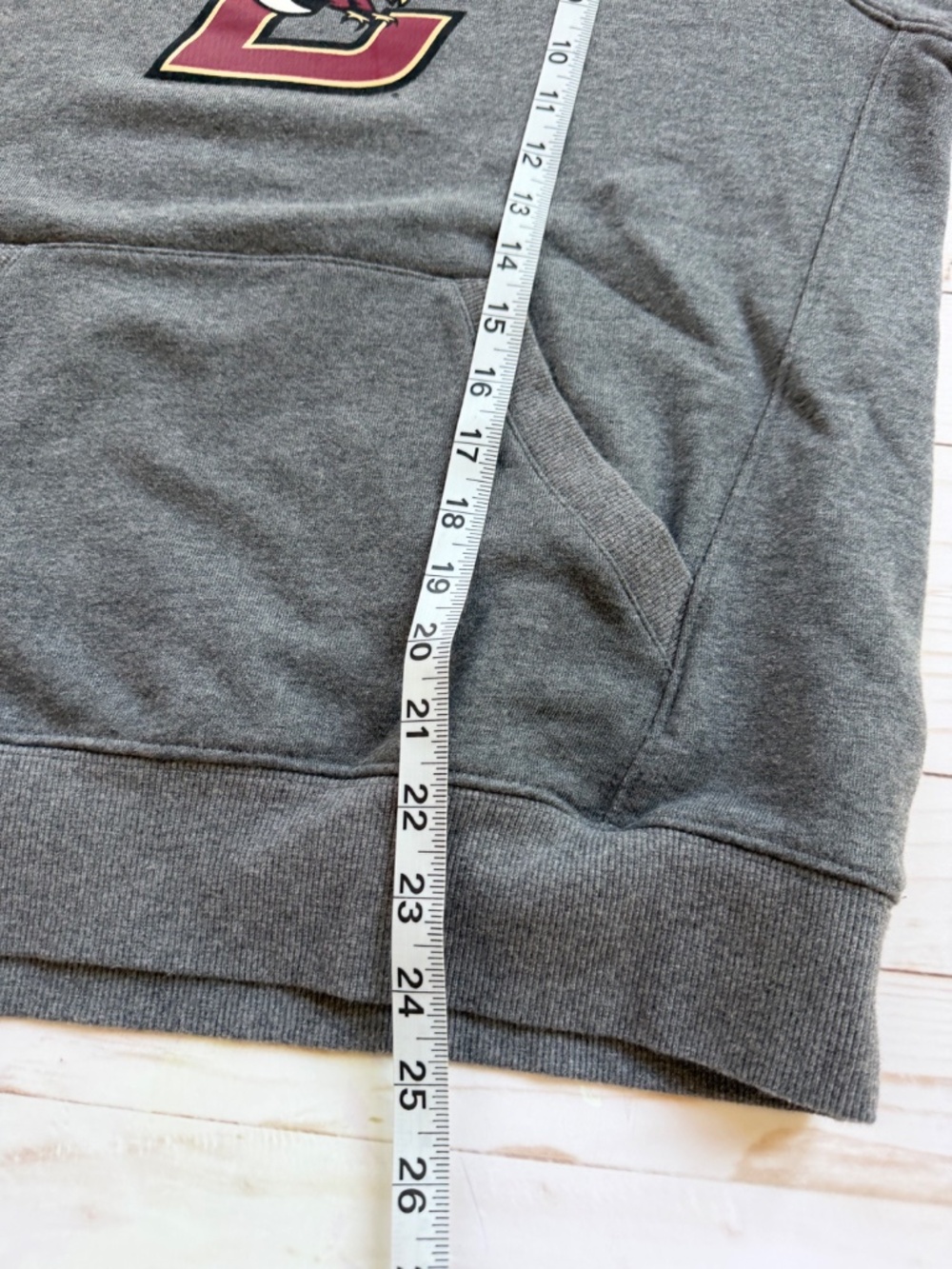 Champion Boston College Eagles Gray Hoodie Size Large Distressed Frayed Neck - Picture 7 of 8